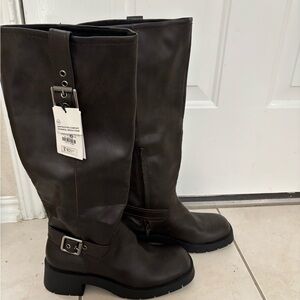 Zara Chocolate Brown High Buckle Boots